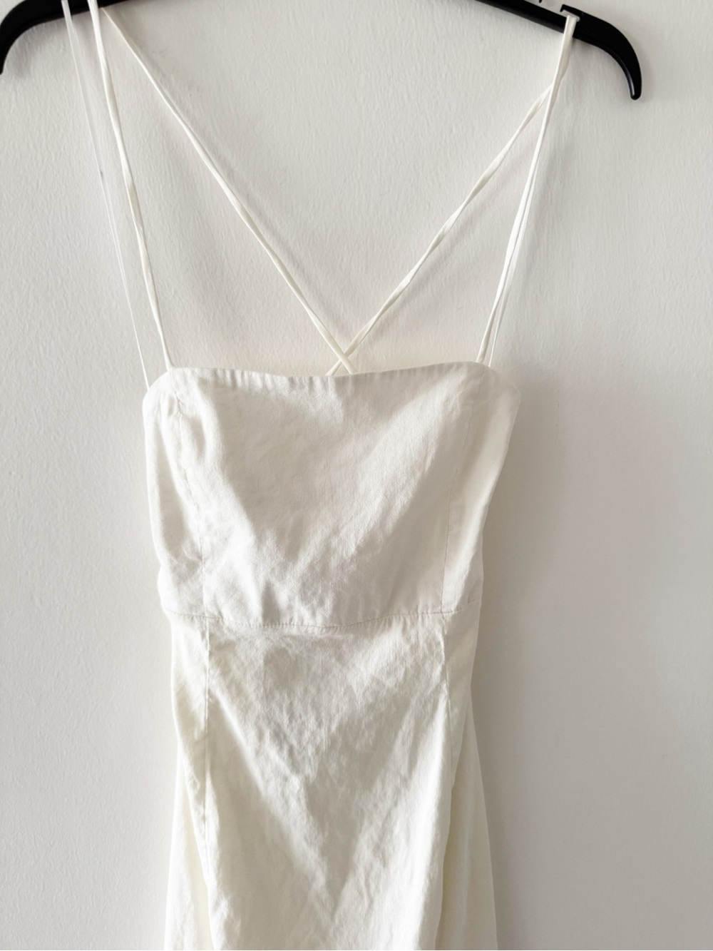 Zara White Linen-Blend Strappy Back Front Slit Midi Dress Size Small (S) - Picture 5 of 11